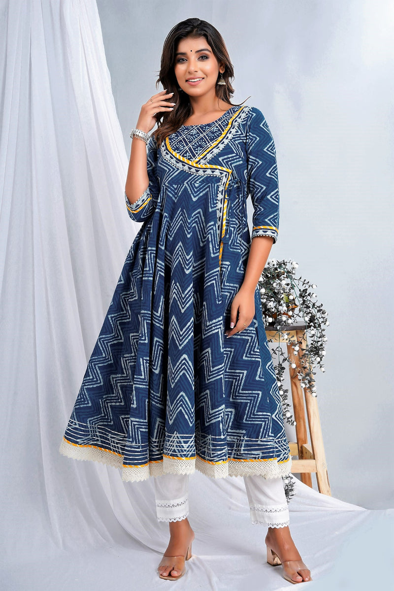 Indigo Umbrella Cotton Dress